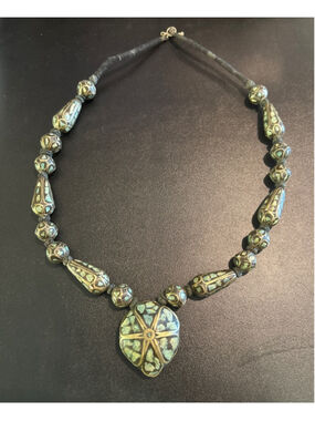 Women's Artisan made hand painted stone Necklace 20”
Statement Piece